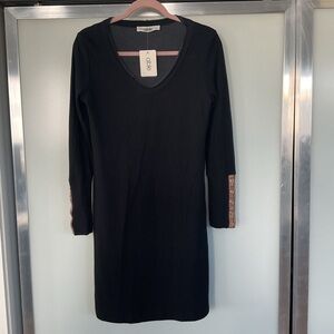 Able Black Dress with Gold Sleeve Accents size large